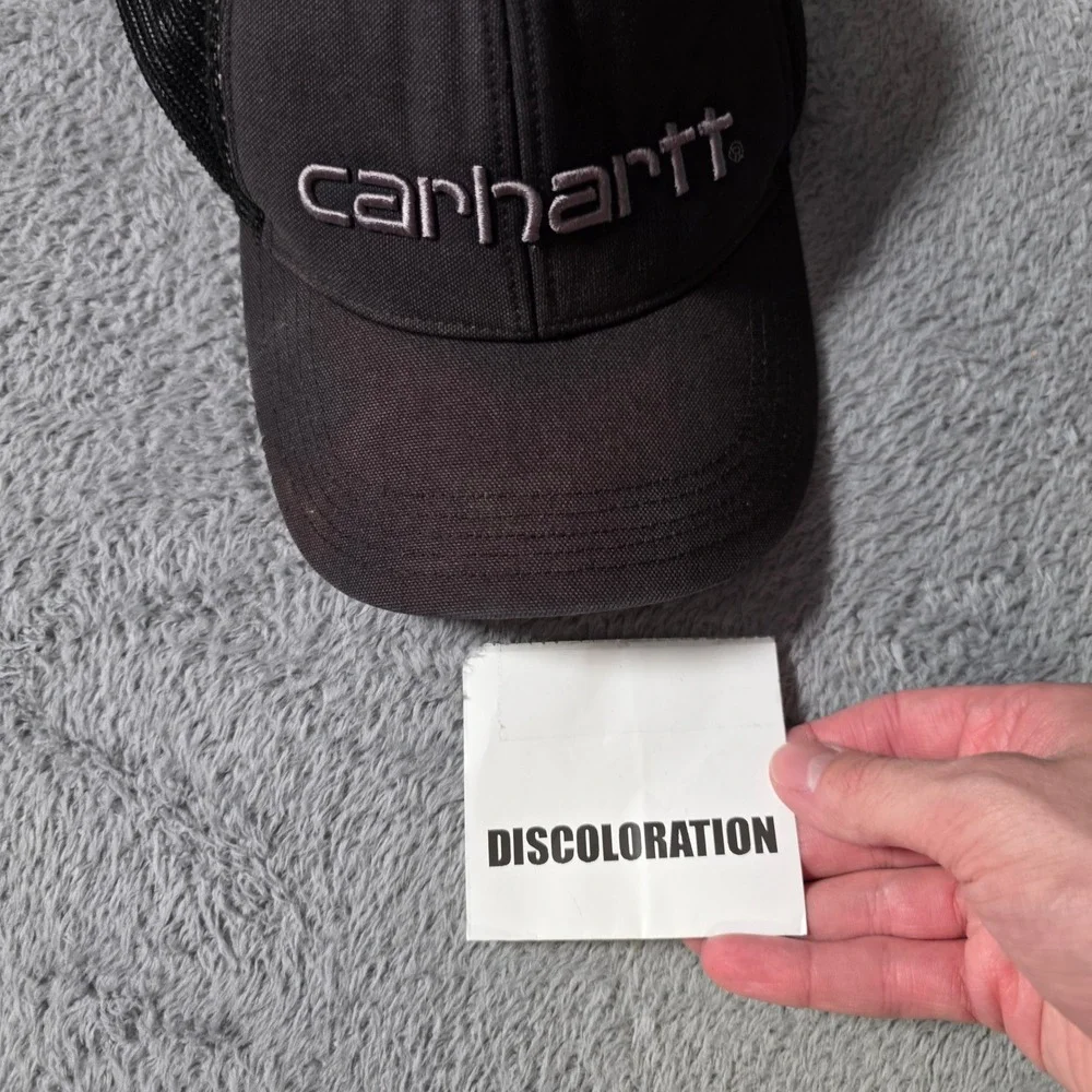 Carhartt Trucker Hat Black Embroidered Logo Mesh Snapback 100141 Sun Fade